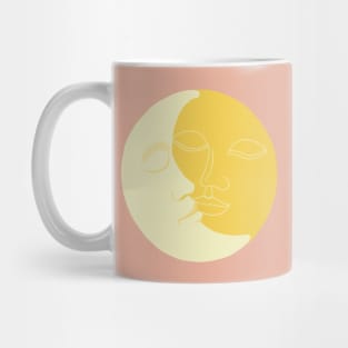 Vintage solar eclipse sun and moon faces Mug